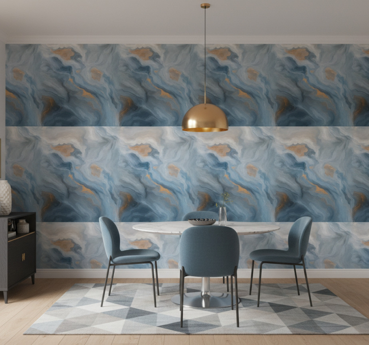 Marmeren behang in amberblauwe tinten - TenStickers