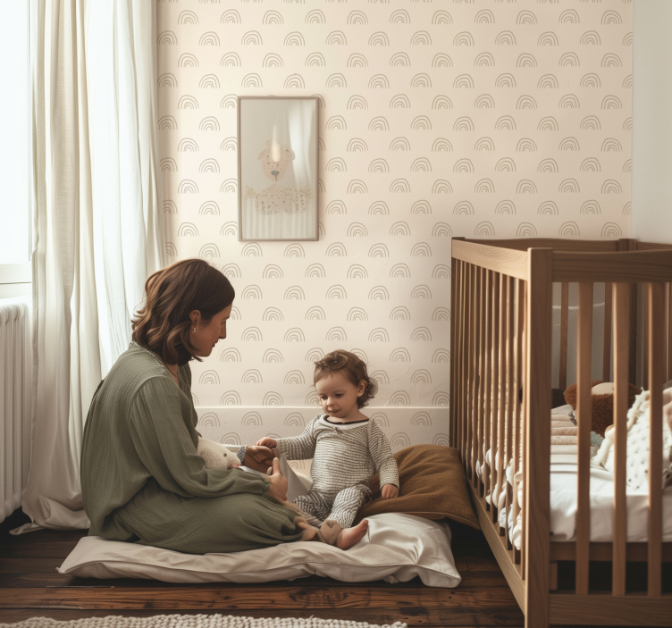 Minimalistische regenboog babykamer behang - TenStickers