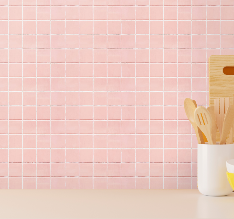 Behang modern Eenvoudige blush roze tegels - TenStickers