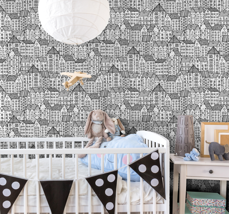 Monochrome stedelijke schets behang landen en steden - TenStickers