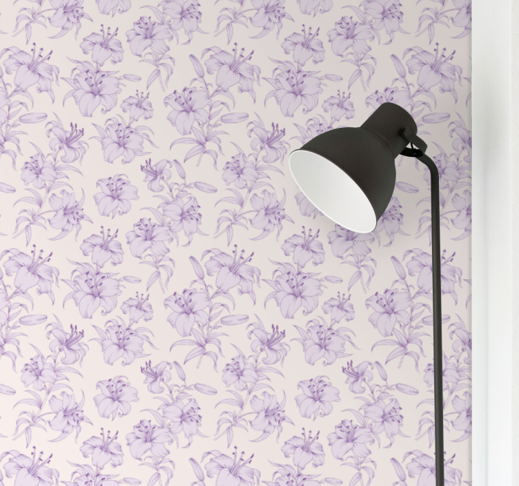 Elegant paars motief behang bloemen - TenStickers