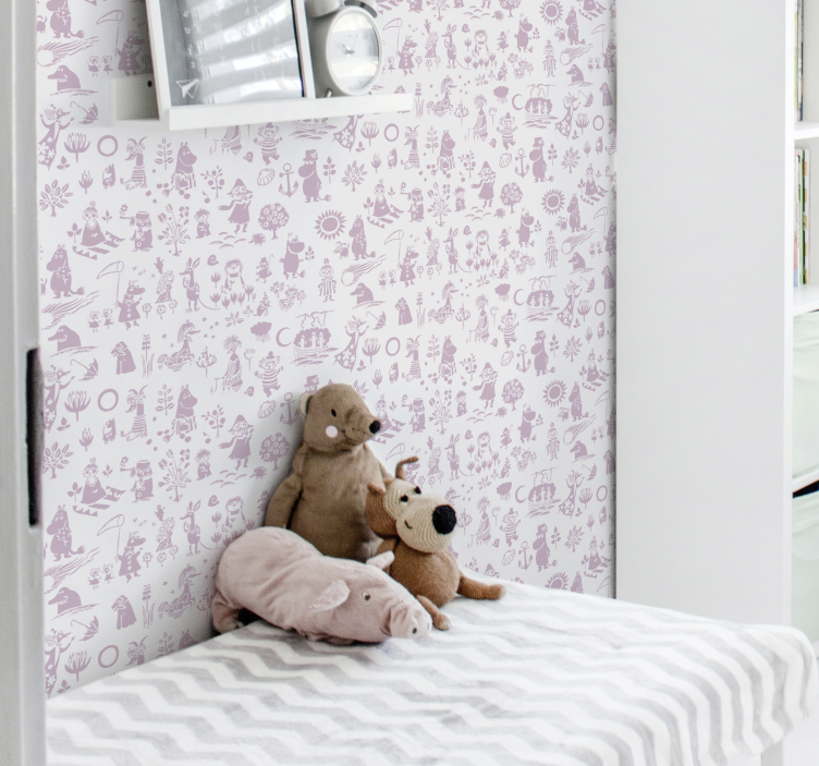 Grillige kinderbeelden babykamer behang - TenStickers