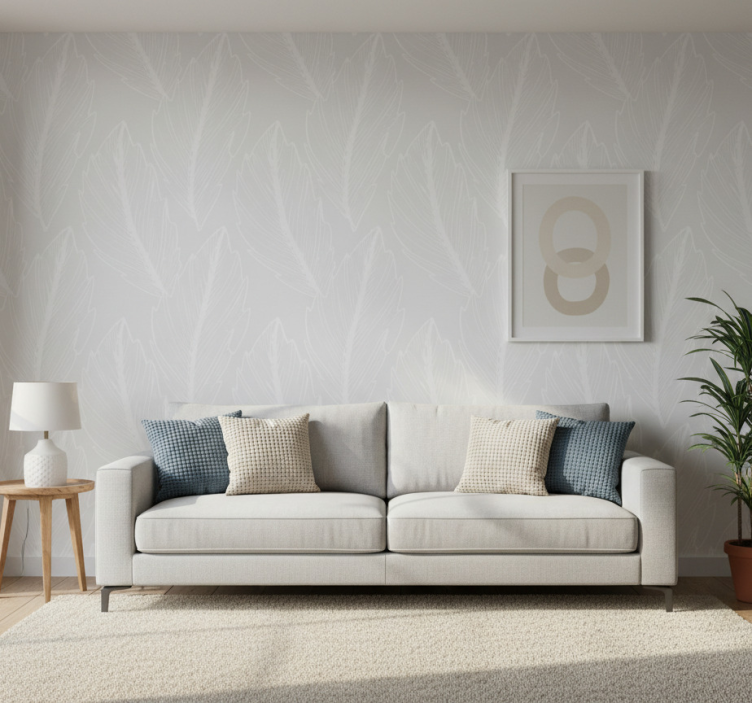 Natuur behang met verenafdruk patroon - TenStickers