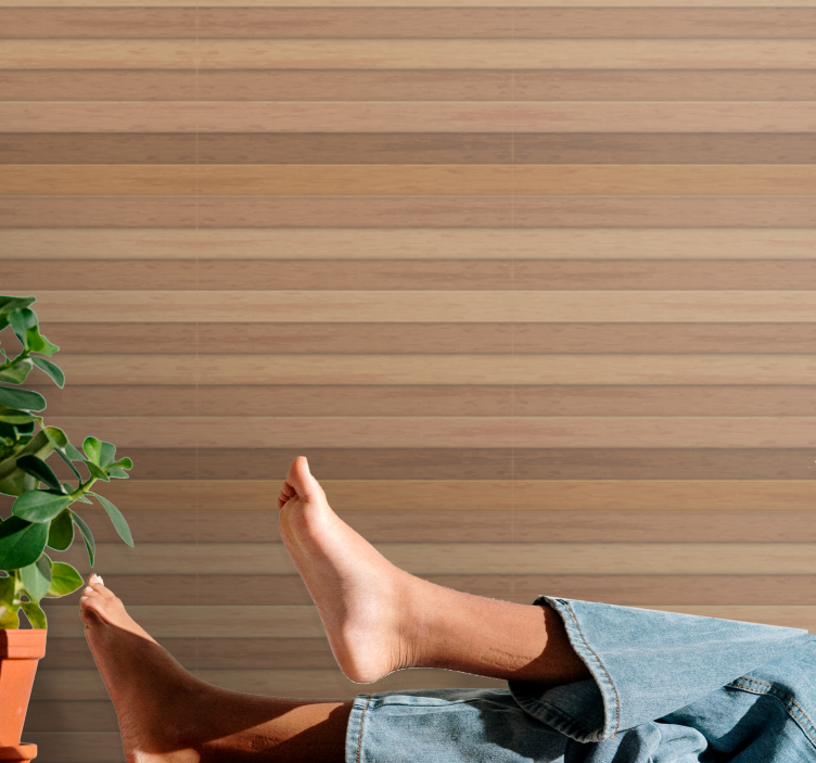 Natuurlijke verticale stroken hout behang - TenStickers