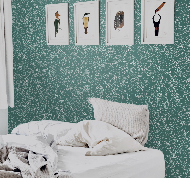 Groen zeeleven dieren behang - TenStickers