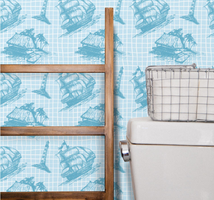Nautische schetsen behang kunst - TenStickers