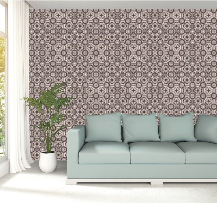 Ornamental behang woonkamer - TenStickers