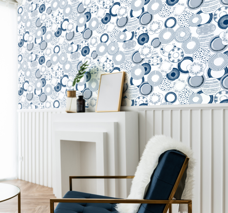 Ornamentaal behang delfstblauw - TenStickers