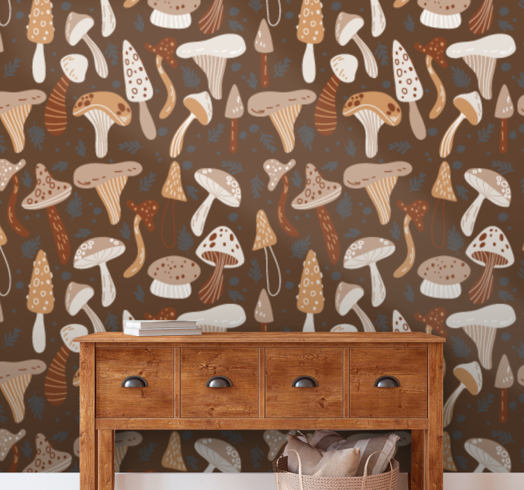 Paddenstoelenmix natuur behang - TenStickers