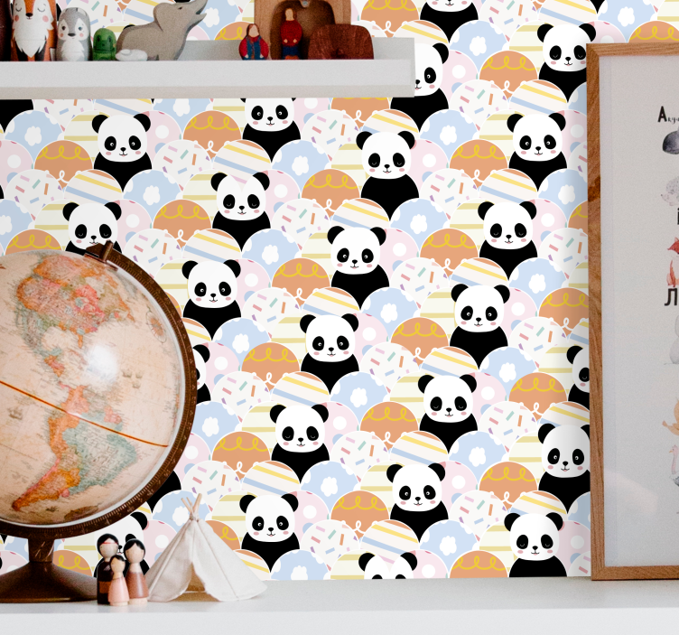 Panda patroon dieren behang - TenStickers