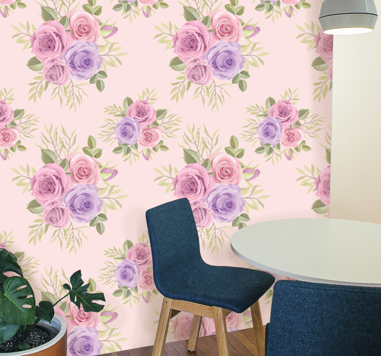 Pastel bloemenensemble behang bloemen - TenStickers