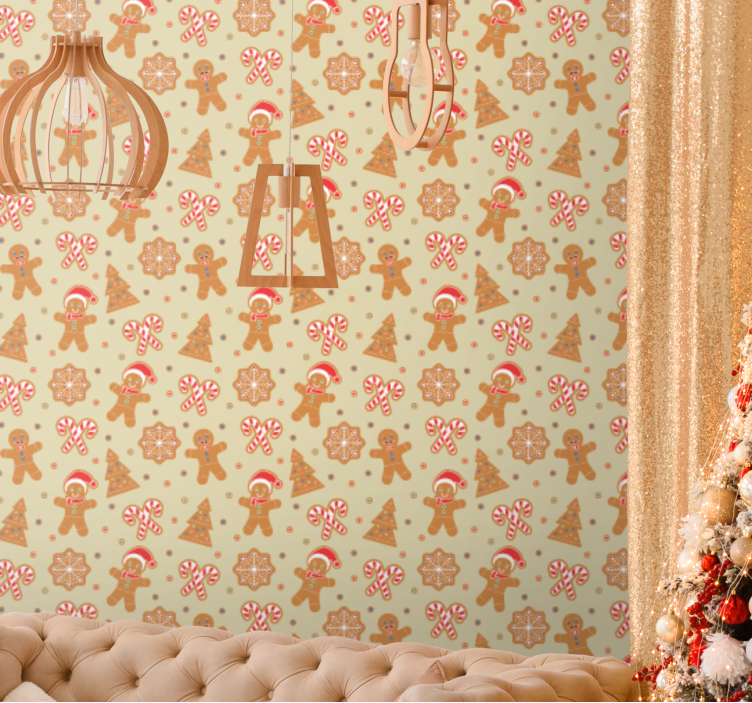 Peperkoek kerstman patroon behang - TenStickers