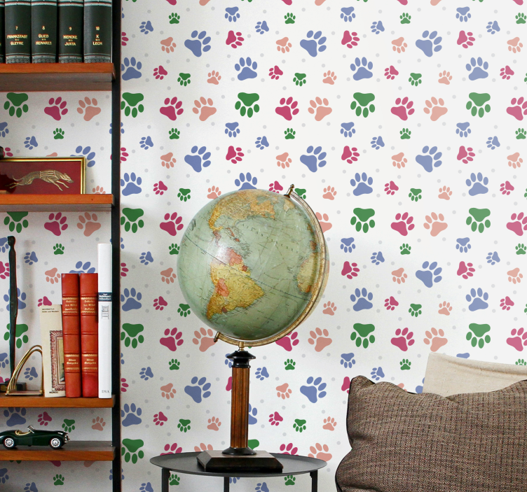 Pootpatroon decor behang honden - TenStickers