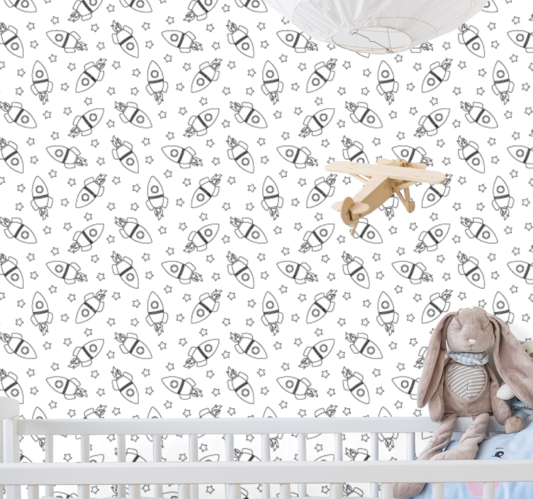 Raket patroon babykamer behang - TenStickers