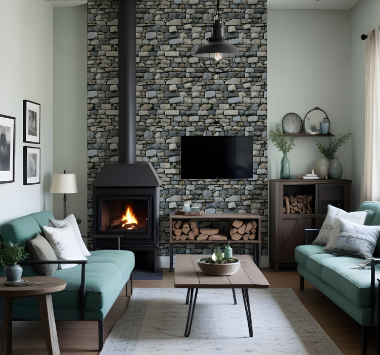 Realistisch patroon behang stenen - TenStickers