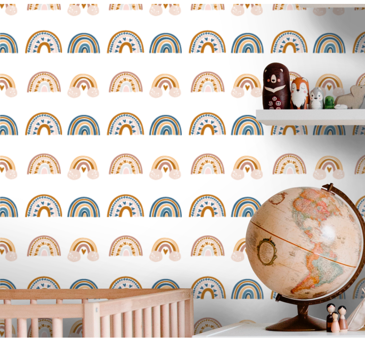 Regenboog bogen patroon babykamer behang - TenStickers