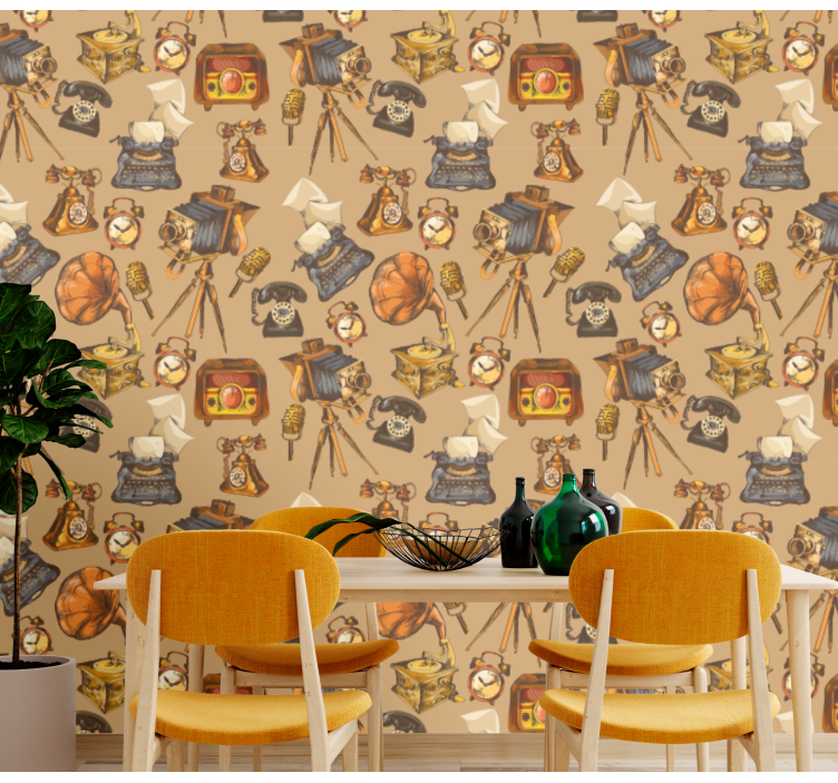 Vintage objectensamenstelling vintage behang - TenStickers