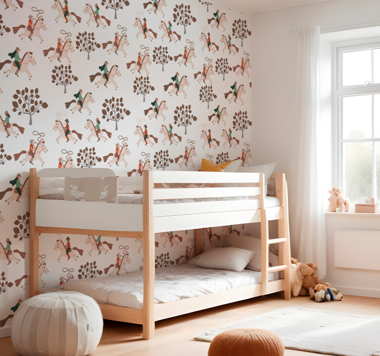 Rijden in het bos behang paarden - TenStickers