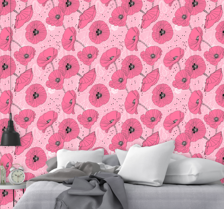 Roze bloemenpatronen behang bloemen - TenStickers