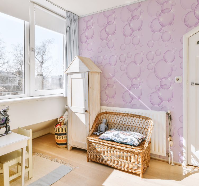 Roze bubbels kinderen patroon behang - TenStickers