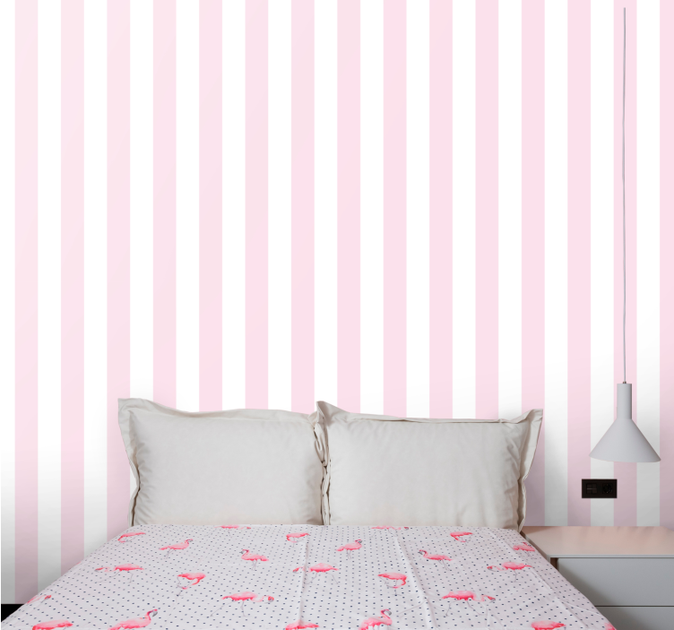 Roze en wit minimalistisch patroon strepen behang - TenStickers