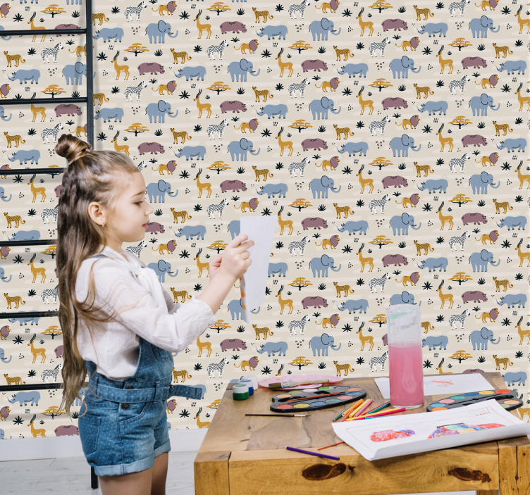 Safari dierenensemble dieren behang - TenStickers