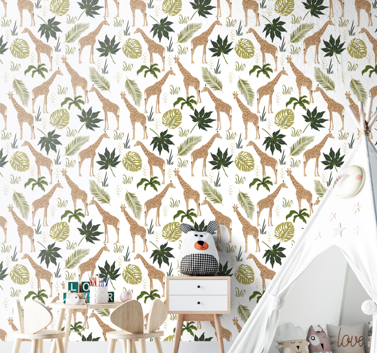 Safari giraffe thema dieren behang - TenStickers