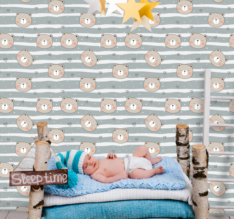Babybeer patroon babykamer behang - TenStickers