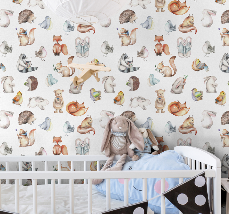 Schattig bos dieren behang - TenStickers