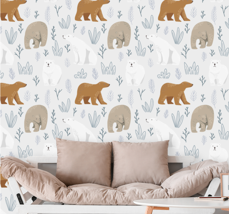 Bruin en ijsbeerpatroon dieren behang - TenStickers