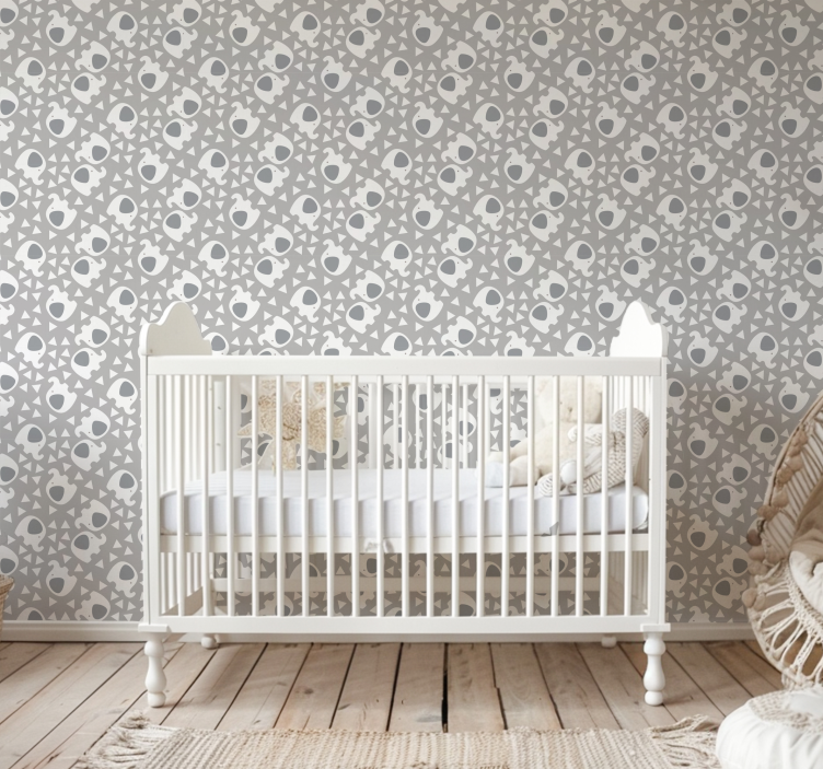Schattige olifanten met driehoeken behang babykamer - TenStickers