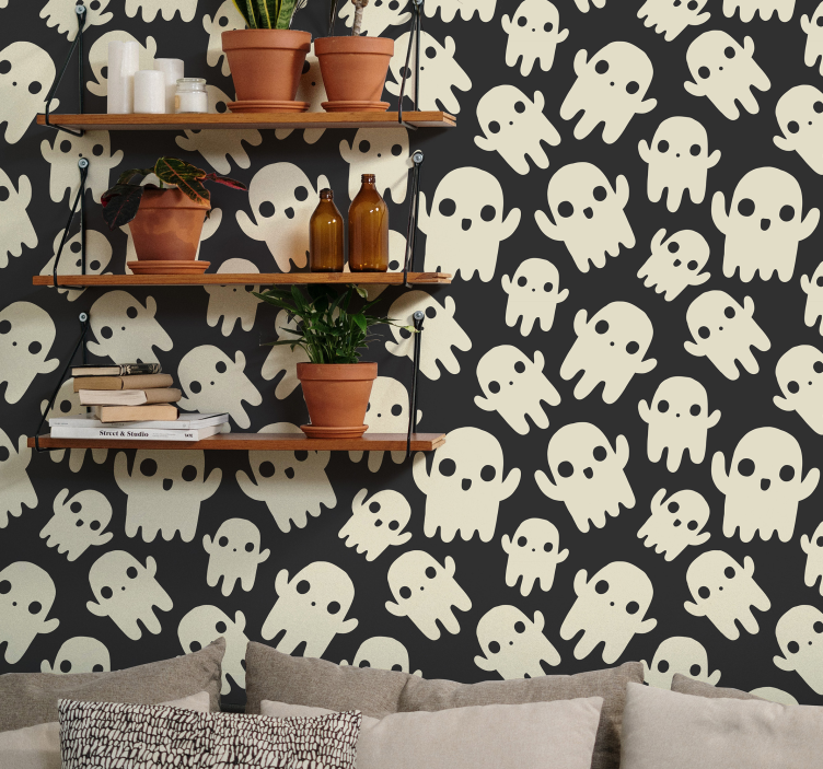 Schedelpatroon halloween behang - TenStickers