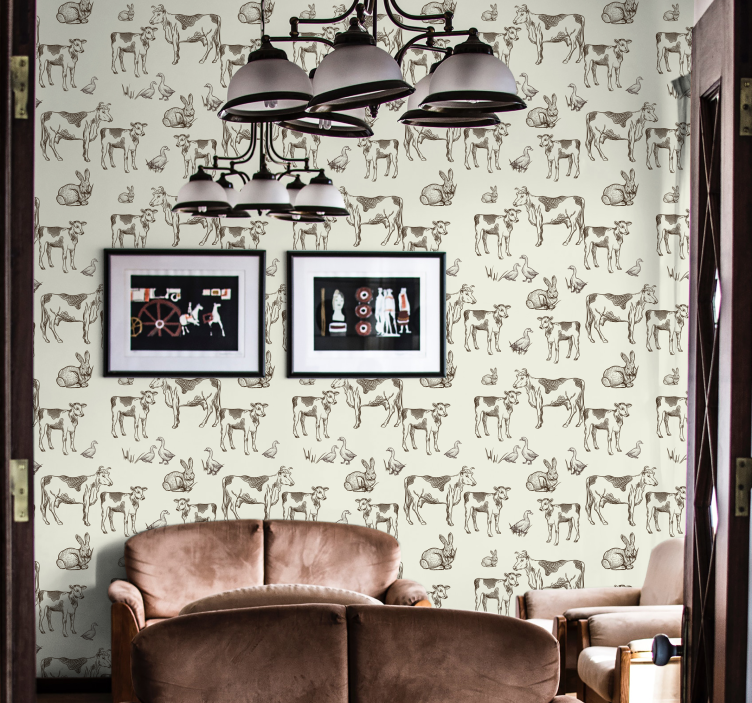 Schetsen van boerderijdieren dieren behang - TenStickers