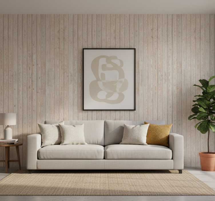 Sierlijk behang lichtbruine horizontale planken - TenStickers