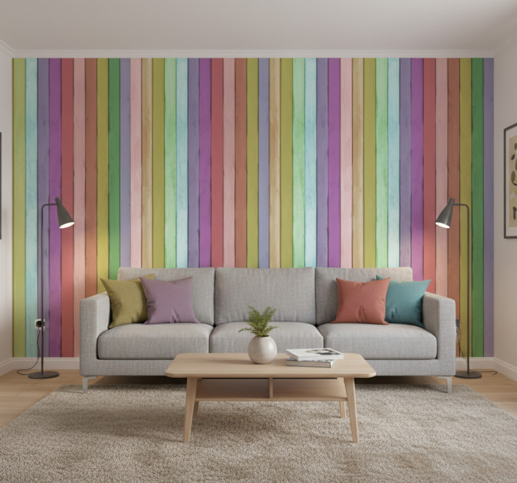 Sierlijk behang lichtgekleurde houten planken - TenStickers