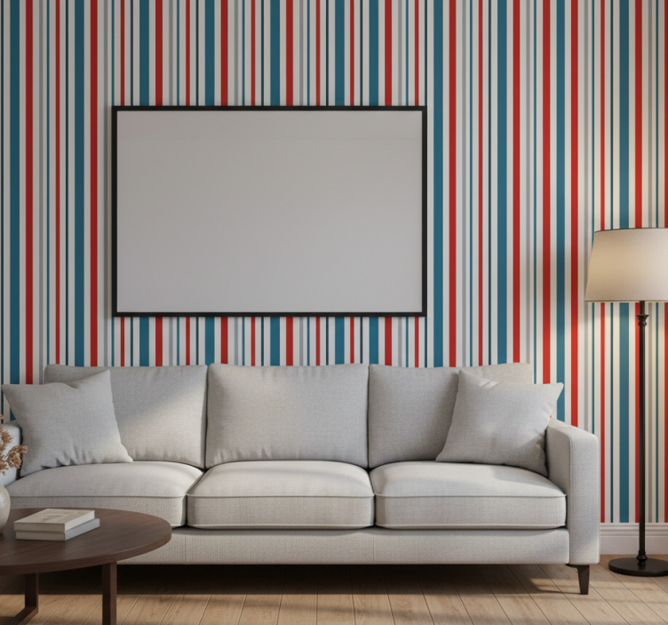 Sierlijk behang marine retro gestreept ontwerp - TenStickers