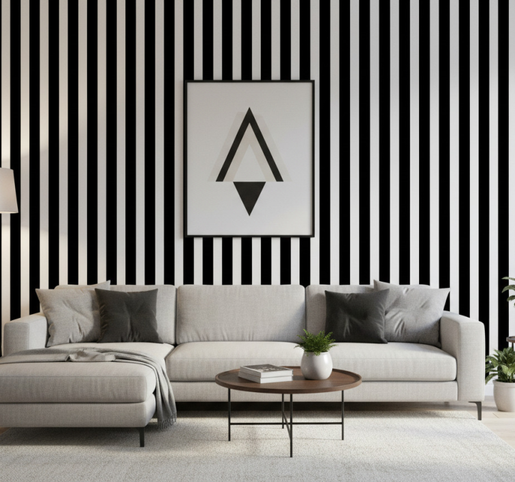 Woonkamer behang monokleurige verticale lijnen - TenStickers