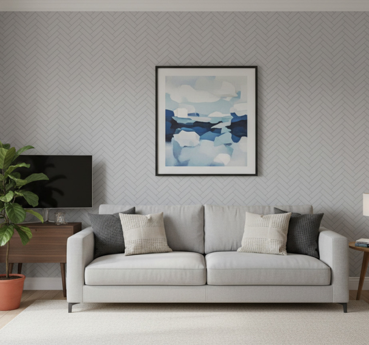 Sierlijk behang visgraat grijze tegels - TenStickers