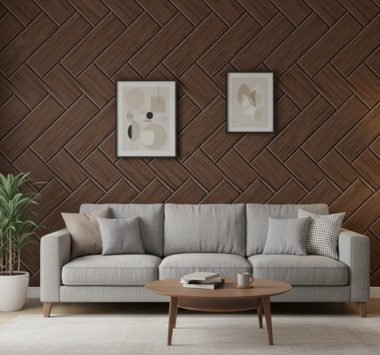 Sierlijk behang zigzag houten planken vloerstickers - TenStickers