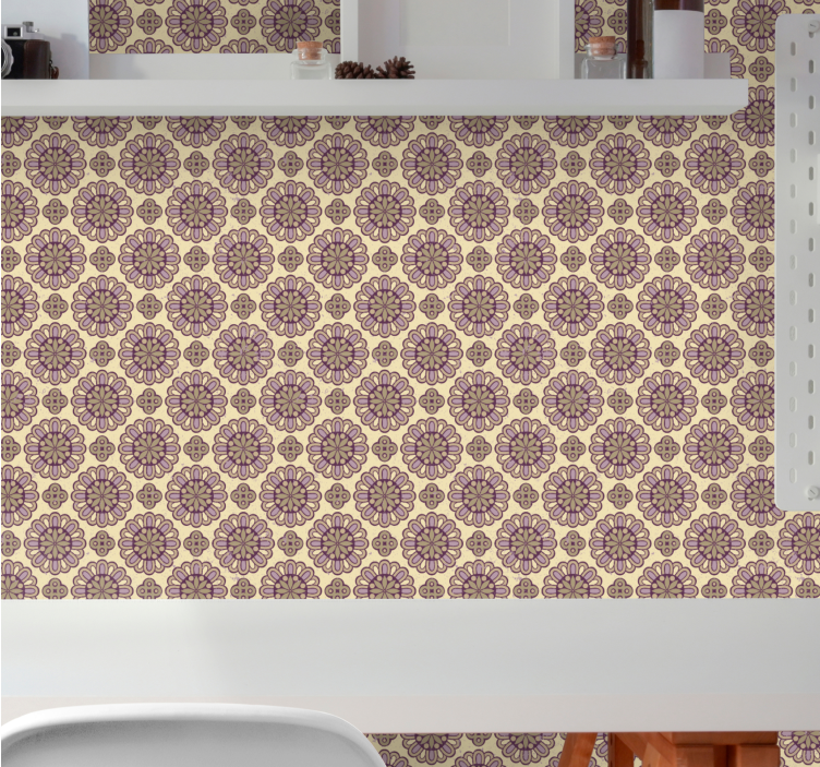 Sierlijk beige patroon behang bloemsierkunst - TenStickers