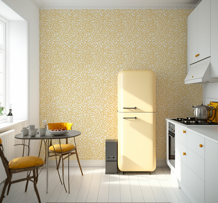 Sierlijke versieringen behang bloemsierkunst - TenStickers