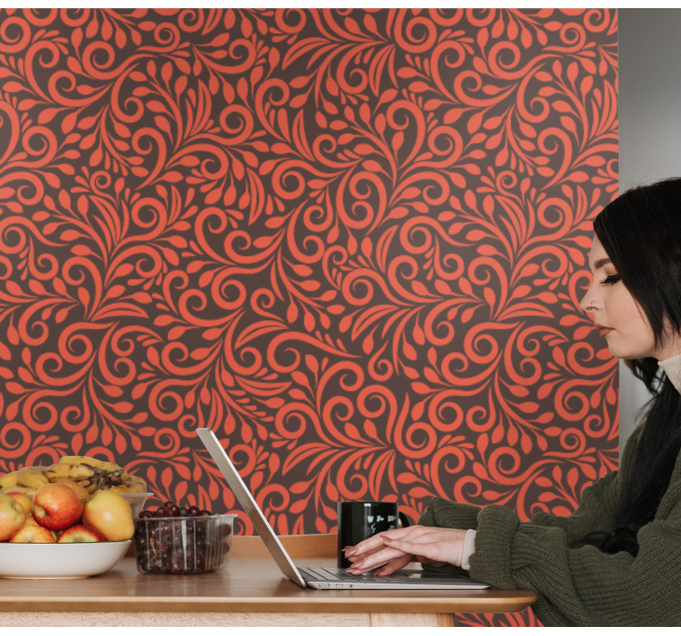 Sierlijke wervelingen behang bloemsierkunst - TenStickers