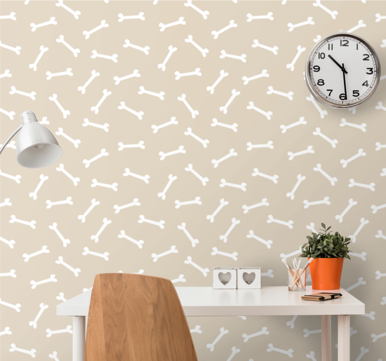 Behang slaapkamer Hondenbotten op beige achtergrond - TenStickers