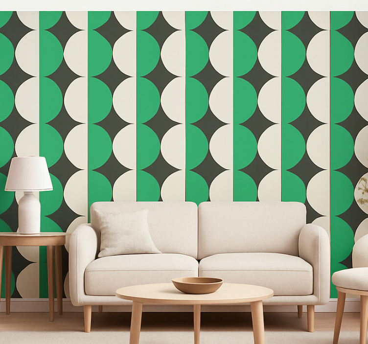 Smaragdgroene harmonie uit de jaren 70 vintage behang - TenStickers
