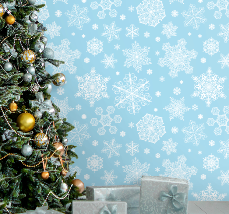 Sneeuwvlok elegantie behang kerst - TenStickers