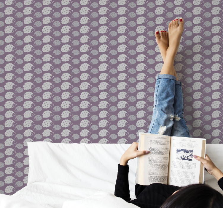 Paars egelpatroon dieren behang - TenStickers