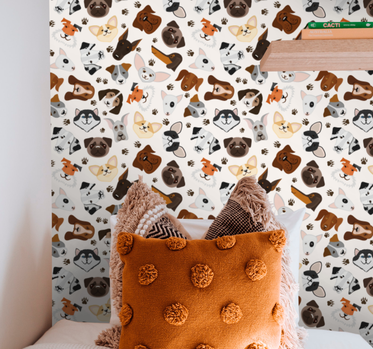 Speelse hondenillustraties behang honden - TenStickers