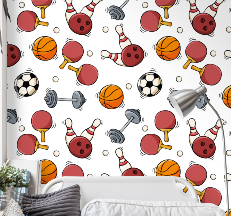 Sportpatroon behang modern - TenStickers