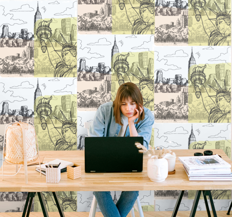 Stedelijk schetsontwerp behang landen en steden - TenStickers