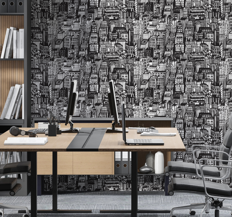 Stedelijke schetschaos behang landen en steden - TenStickers